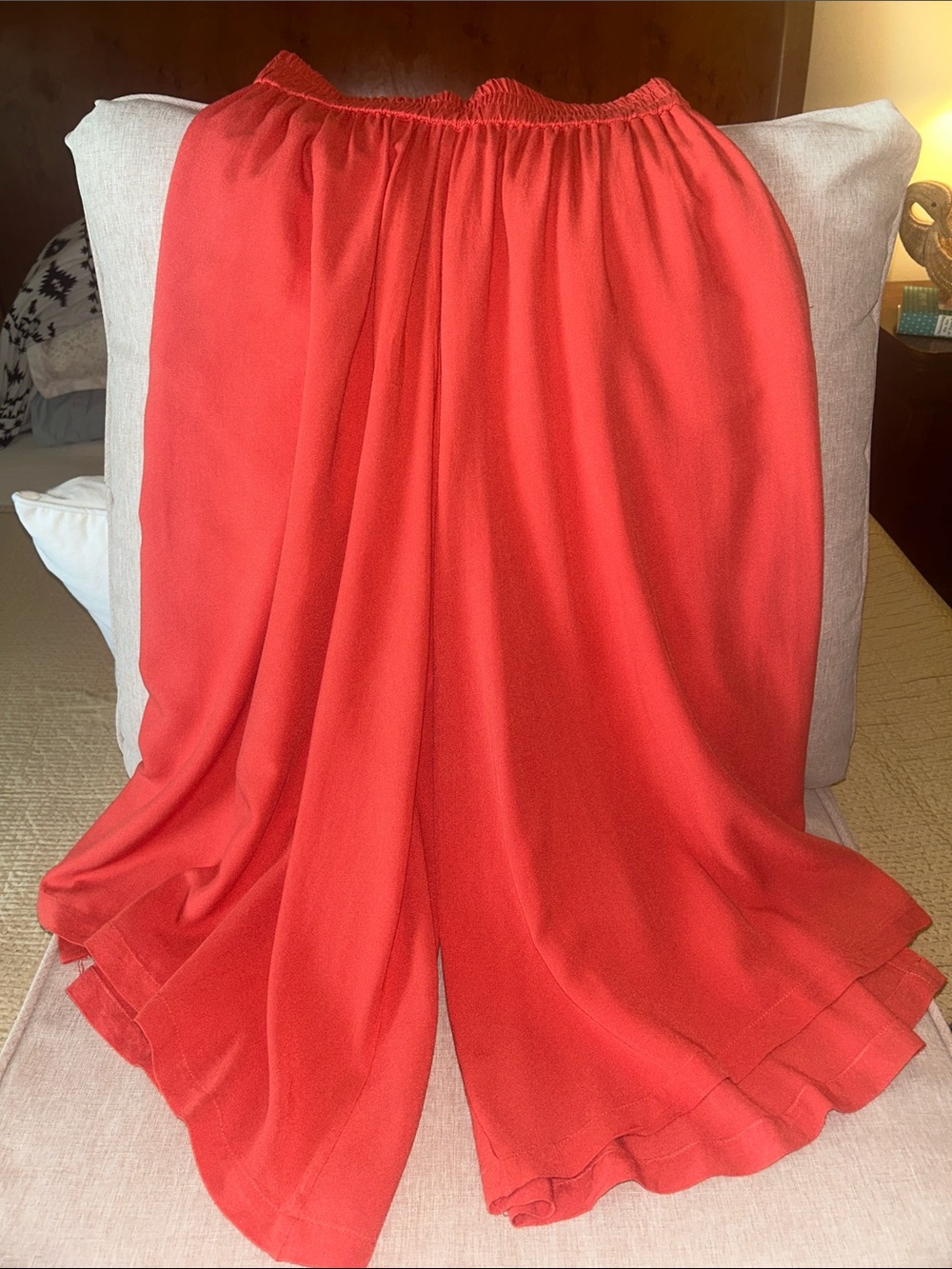 Pinch Bright Coral Elastic Waist Wide-Leg Pants 100% rayon